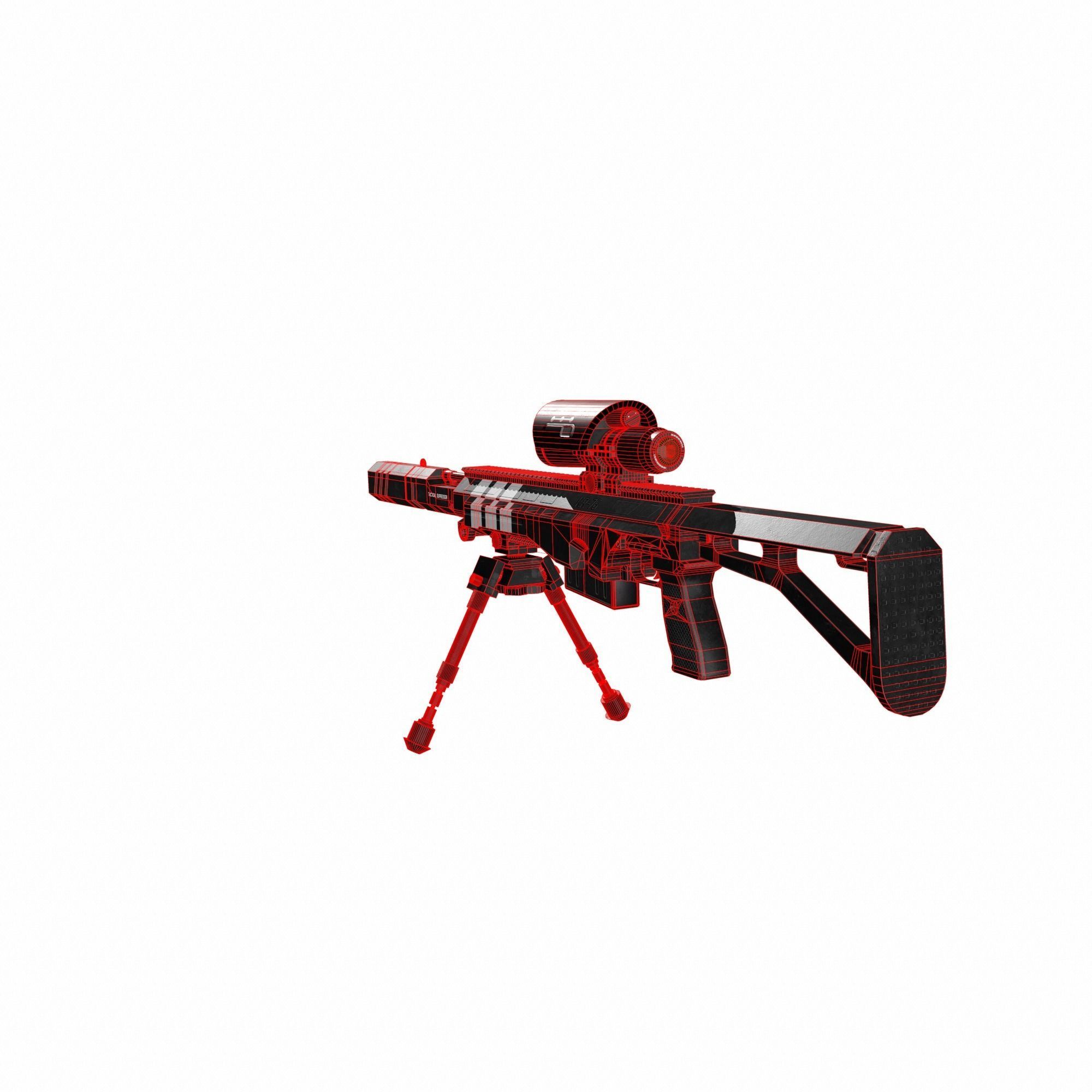 Modern Sci-fi Sniper Rifle AAA FPS Game Ready Weapon Asset  Low-poly 3D model_14