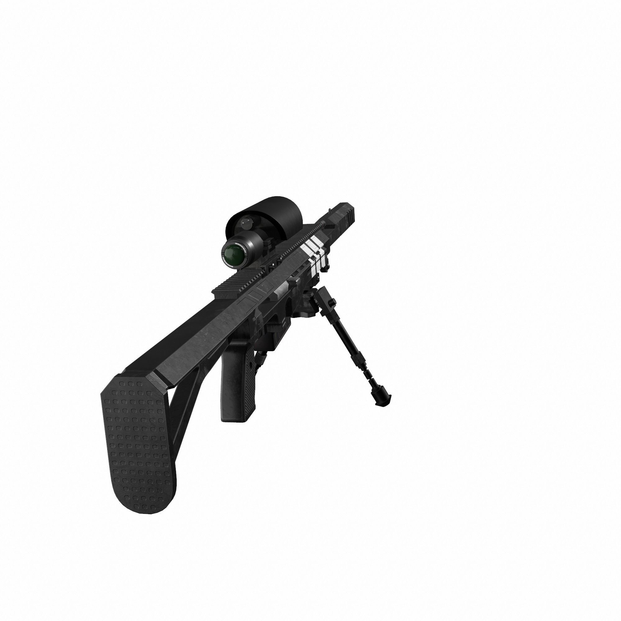 Modern Sci-fi Sniper Rifle AAA FPS Game Ready Weapon Asset  Low-poly 3D model_12