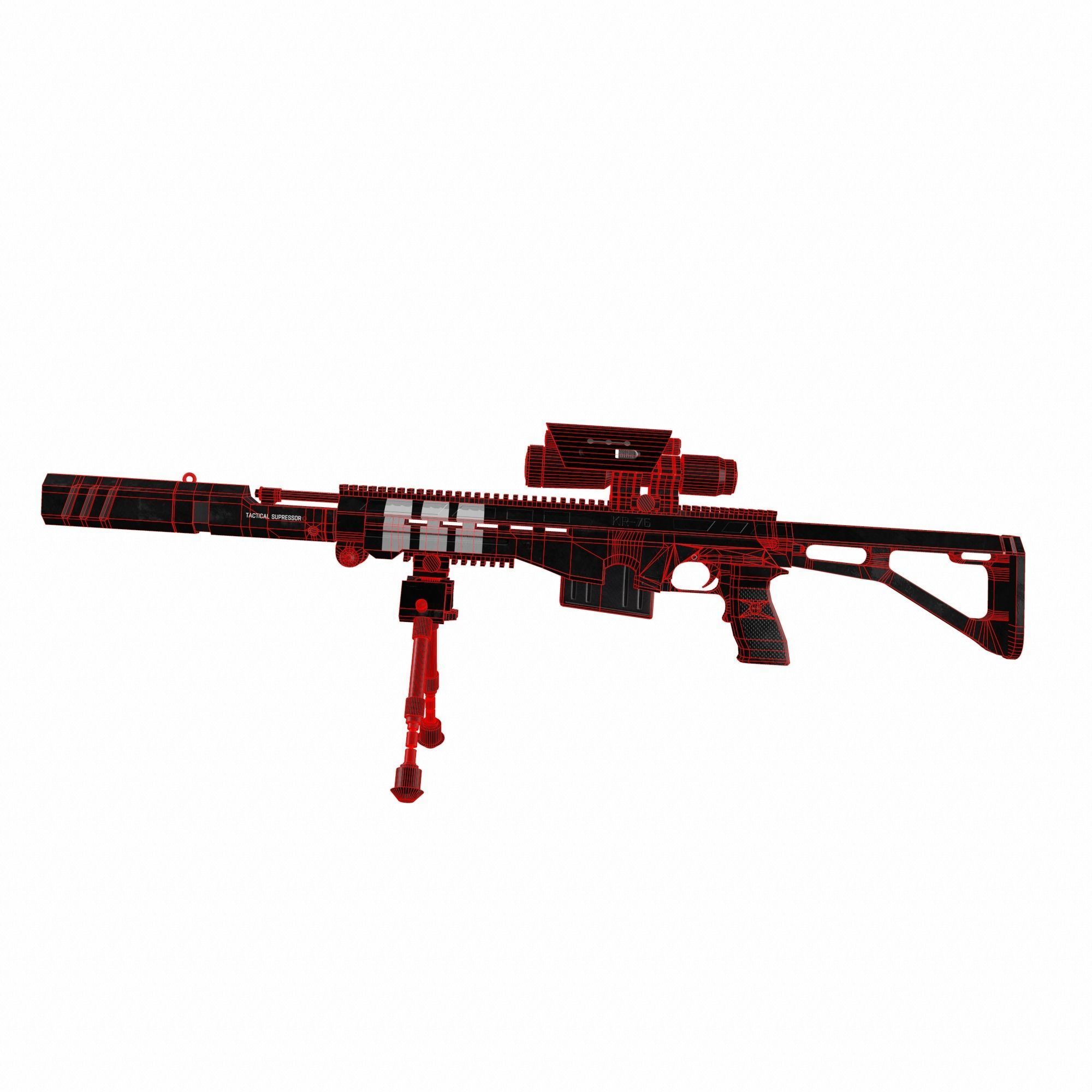 Modern Sci-fi Sniper Rifle AAA FPS Game Ready Weapon Asset  Low-poly 3D model_15