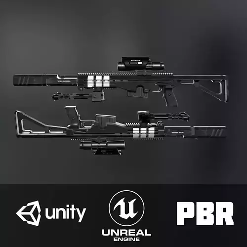 Modern Sci-fi Sniper Rifle AAA FPS Game Ready Weapon Asset  Low-poly 3D model