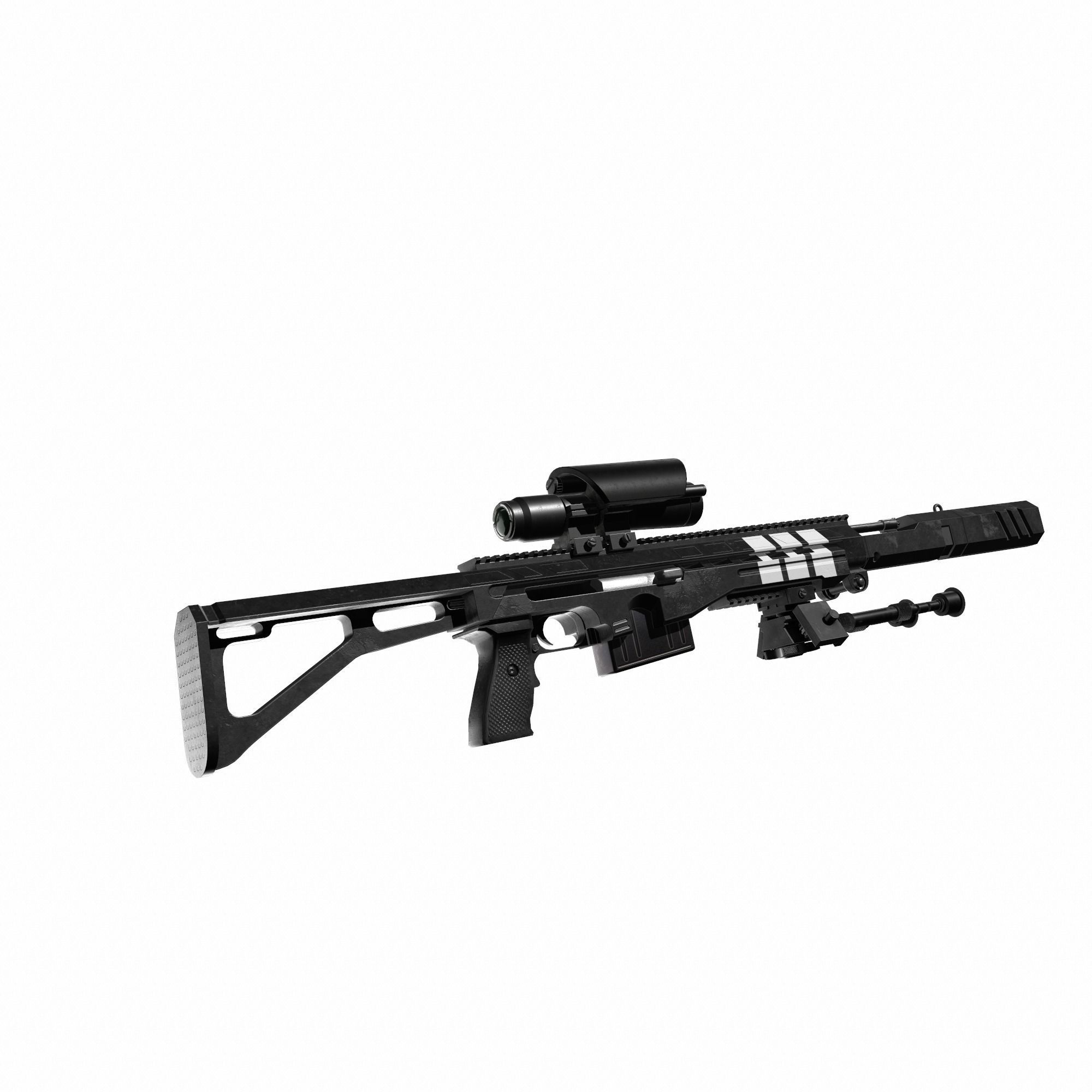 Modern Sci-fi Sniper Rifle AAA FPS Game Ready Weapon Asset  Low-poly 3D model_2