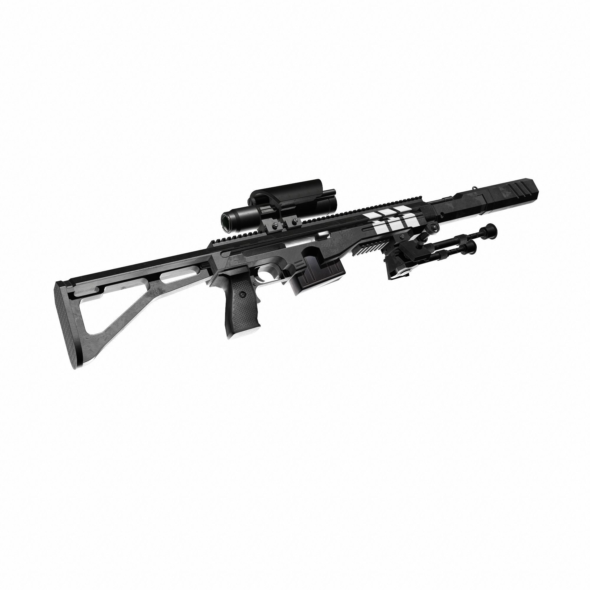 Modern Sci-fi Sniper Rifle AAA FPS Game Ready Weapon Asset  Low-poly 3D model_4
