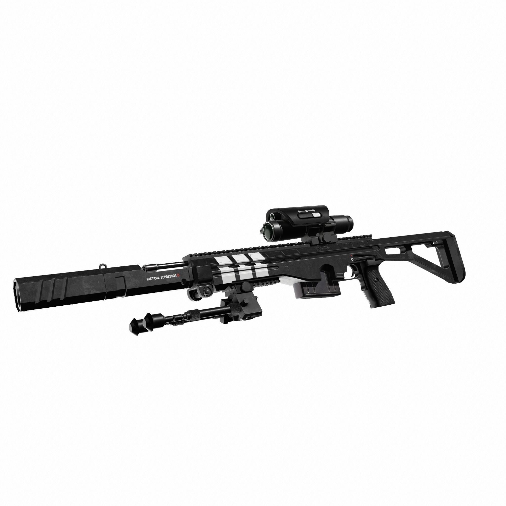 Modern Sci-fi Sniper Rifle AAA FPS Game Ready Weapon Asset  Low-poly 3D model_5