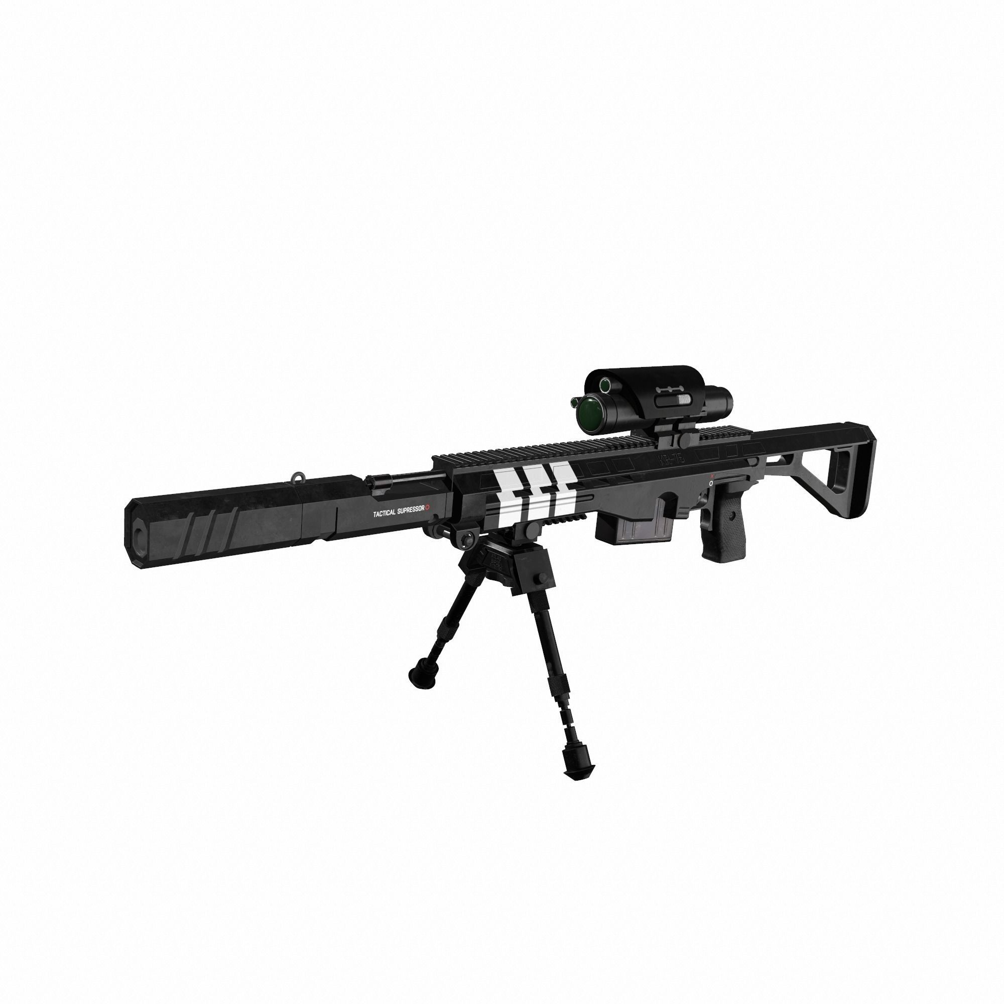 Modern Sci-fi Sniper Rifle AAA FPS Game Ready Weapon Asset  Low-poly 3D model_11