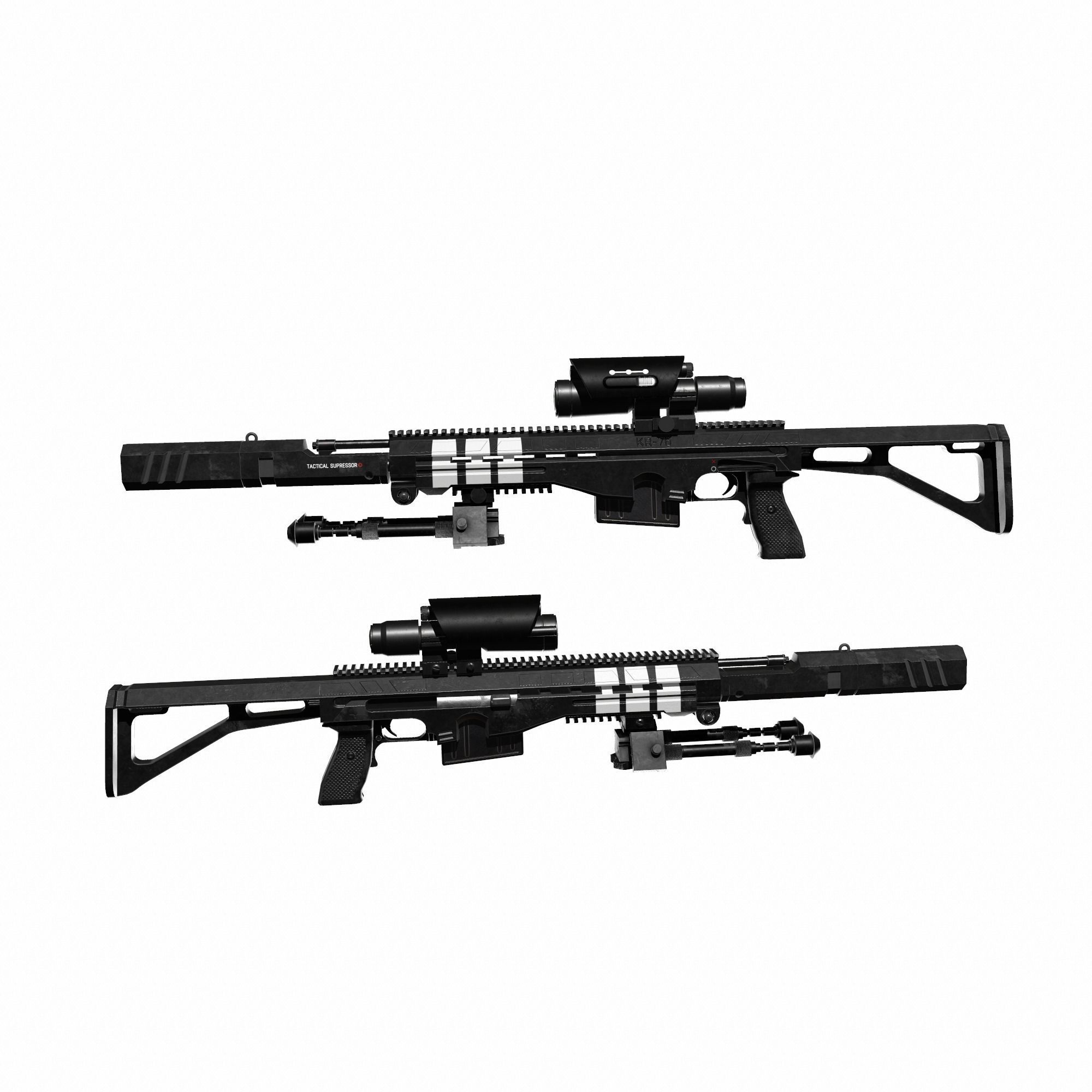 Modern Sci-fi Sniper Rifle AAA FPS Game Ready Weapon Asset  Low-poly 3D model_6
