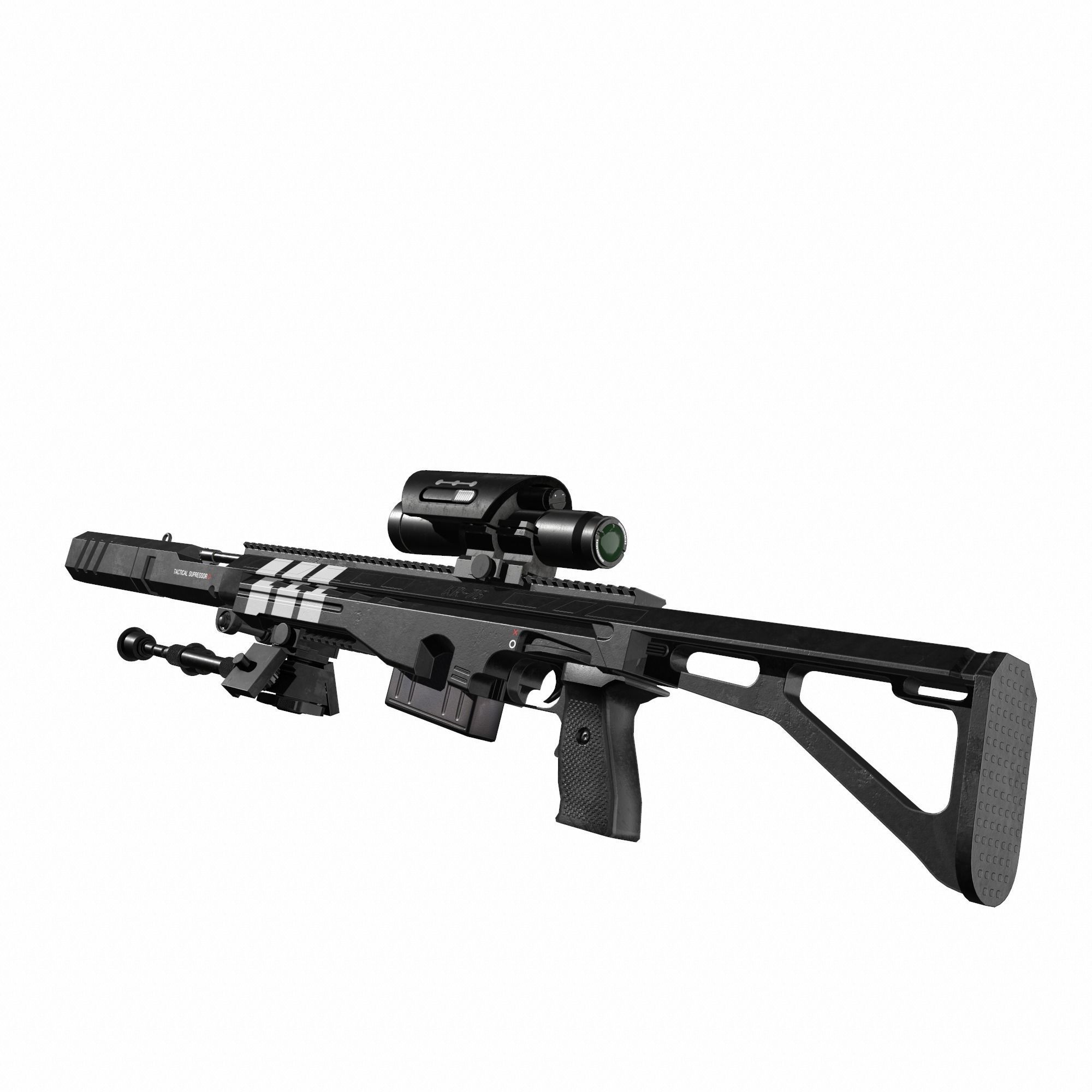 Modern Sci-fi Sniper Rifle AAA FPS Game Ready Weapon Asset  Low-poly 3D model_7
