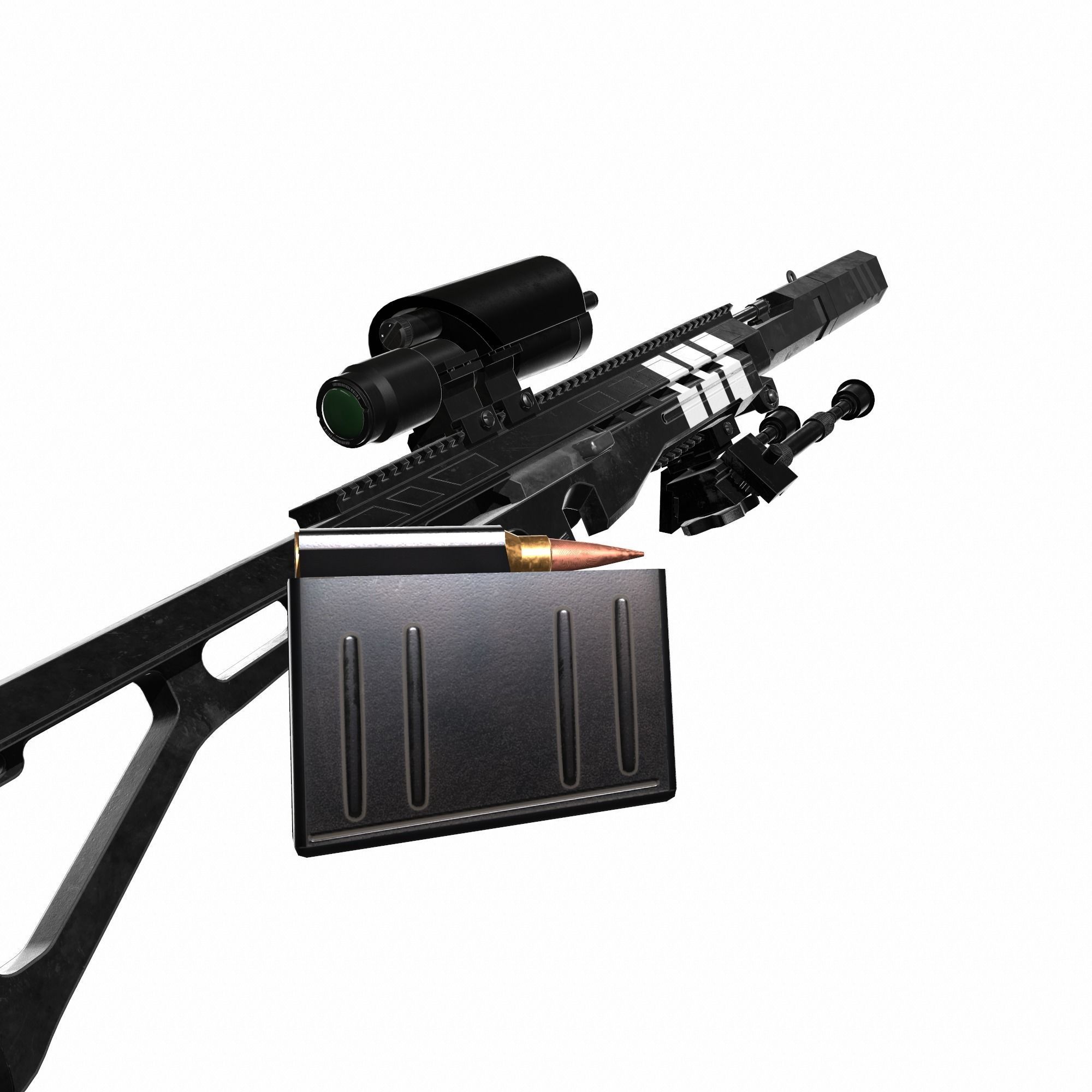 Modern Sci-fi Sniper Rifle AAA FPS Game Ready Weapon Asset  Low-poly 3D model_9