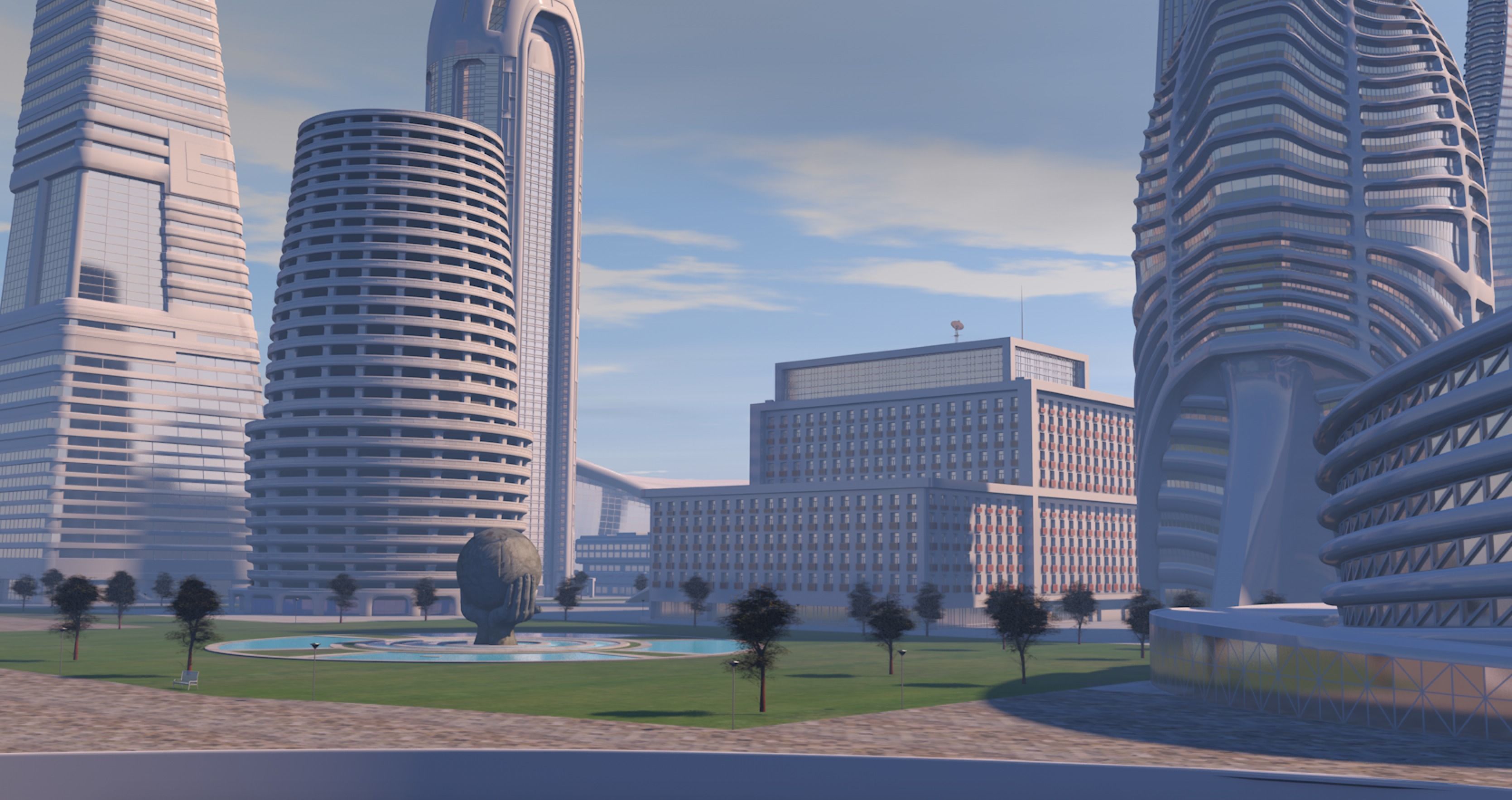 Futuristic city center 3D model_5