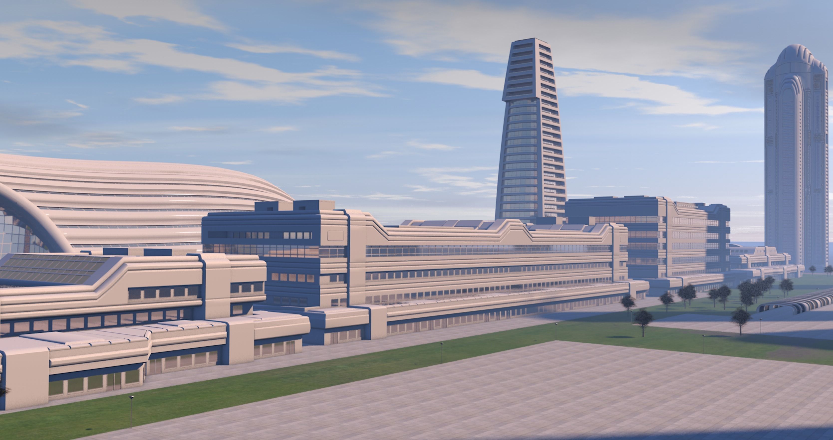 Futuristic city center 3D model_10