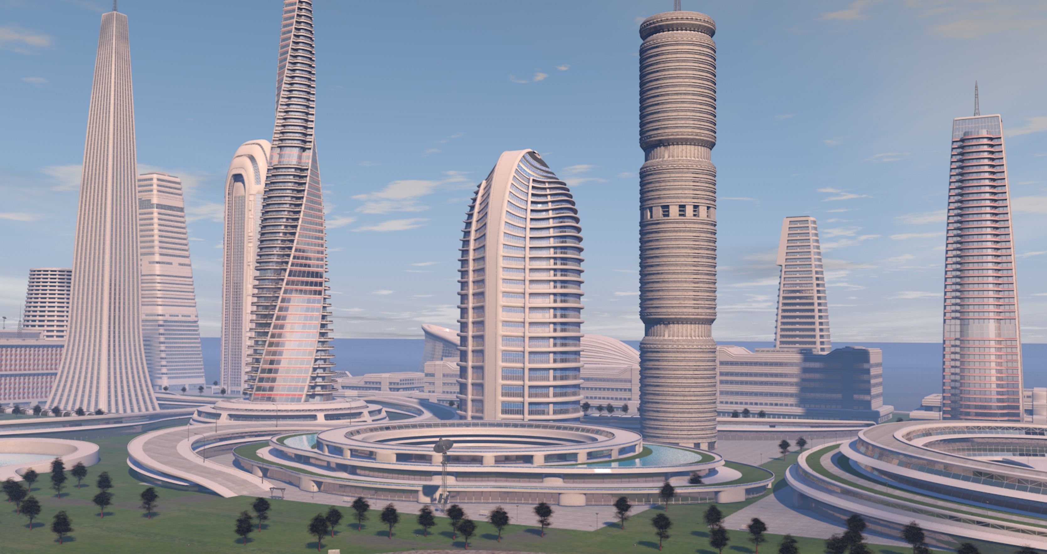 Futuristic city center 3D model_7