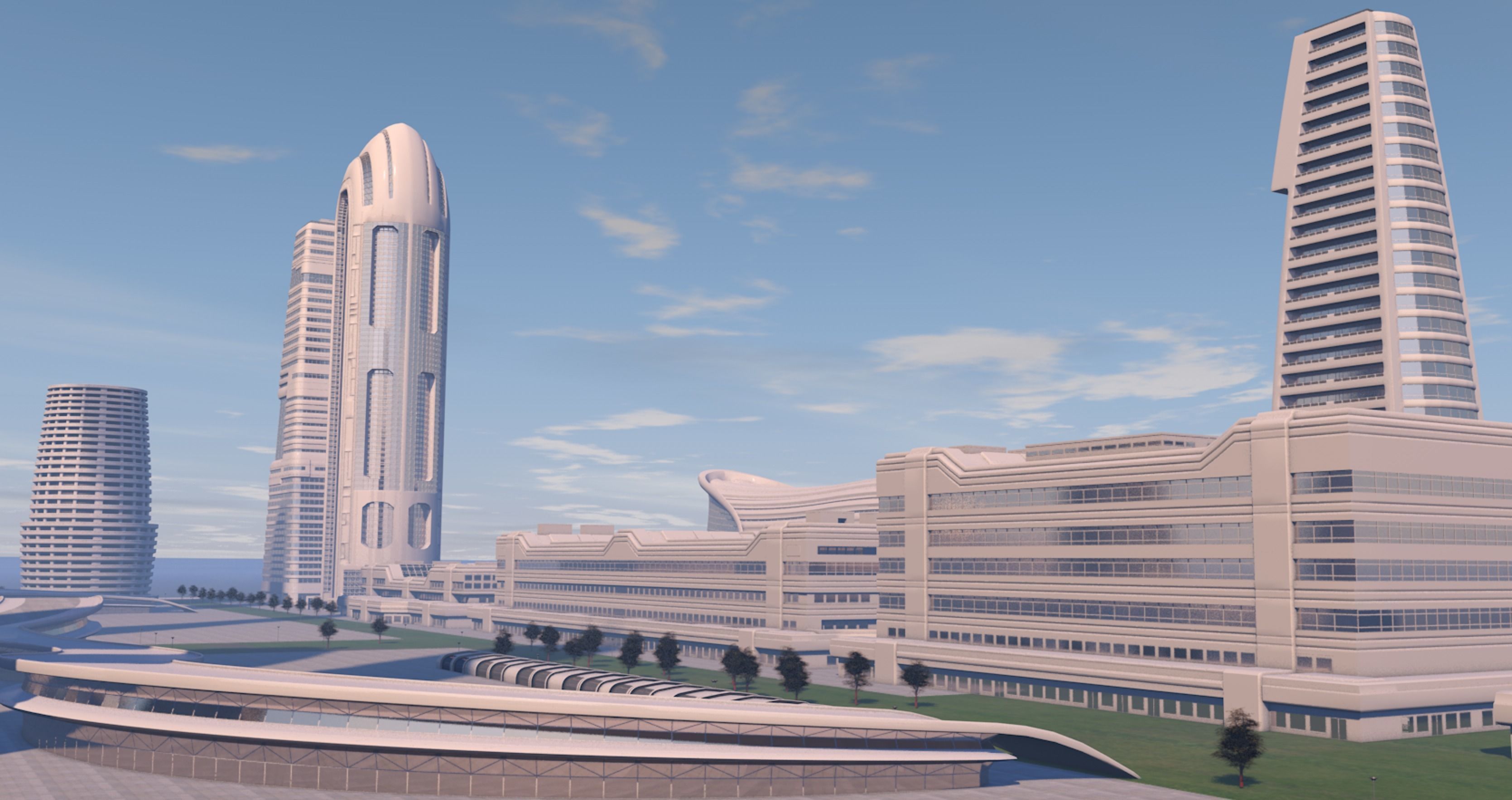 Futuristic city center 3D model_11