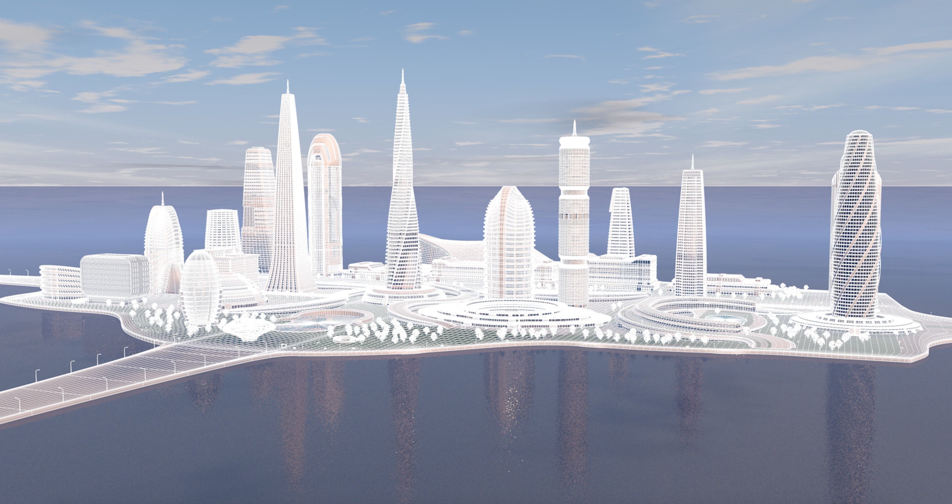Futuristic city center 3D model_12