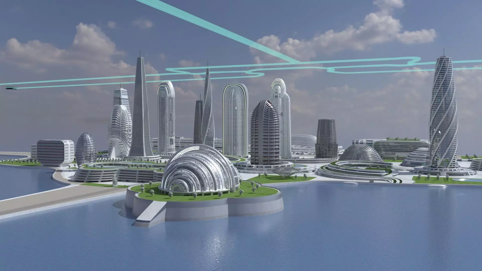 Futuristic Modular City Pack pbr 3D model