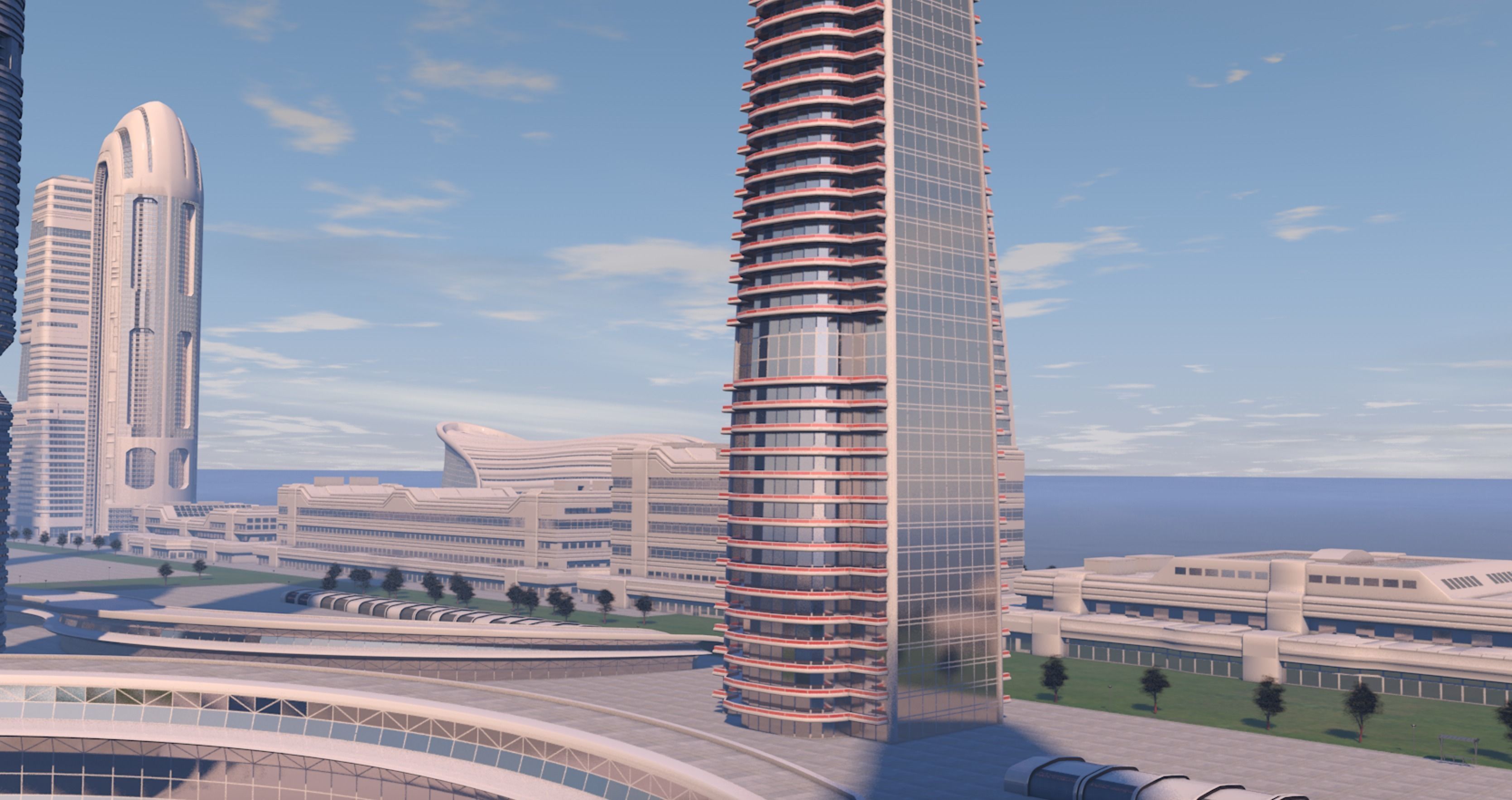 Futuristic city center 3D model_9