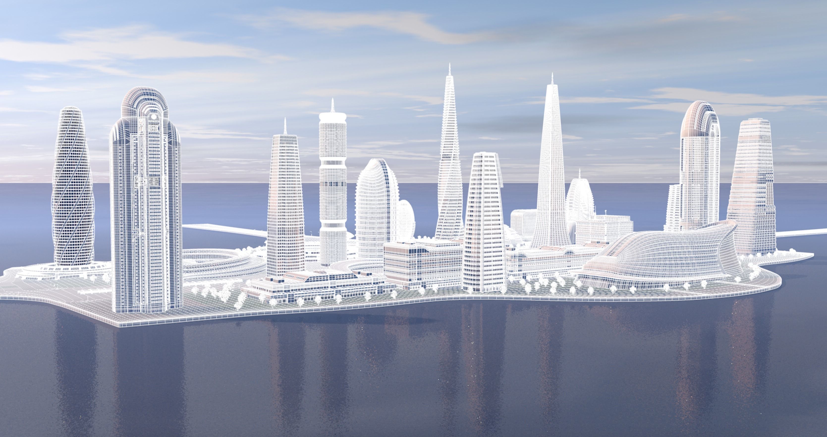 Futuristic city center 3D model_13