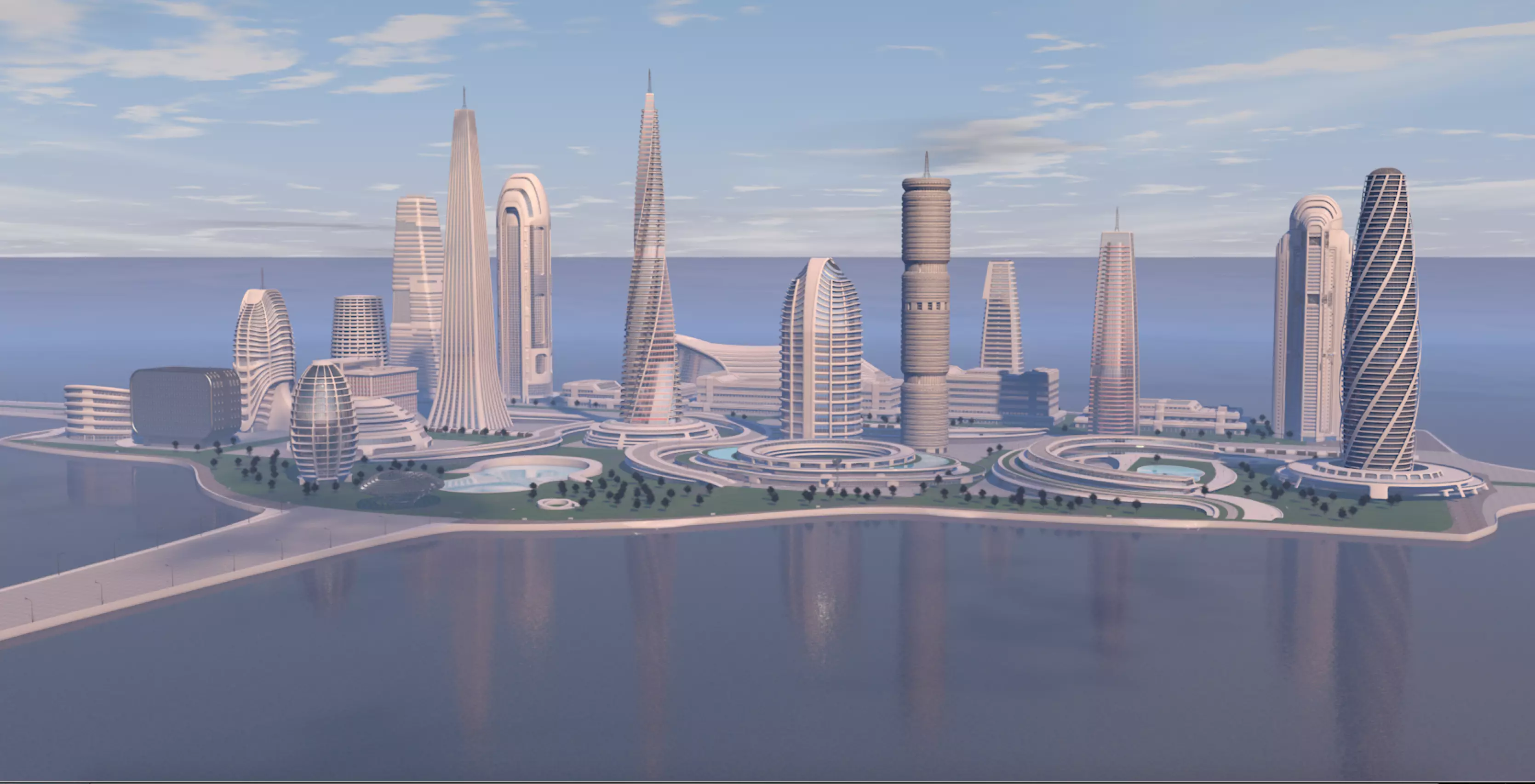 Futuristic city center 3D model_0
