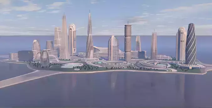 Futuristic city center 3D model