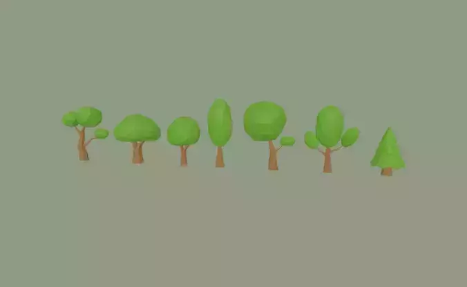 Low Poly Cartoon Trees Low-poly 3D model