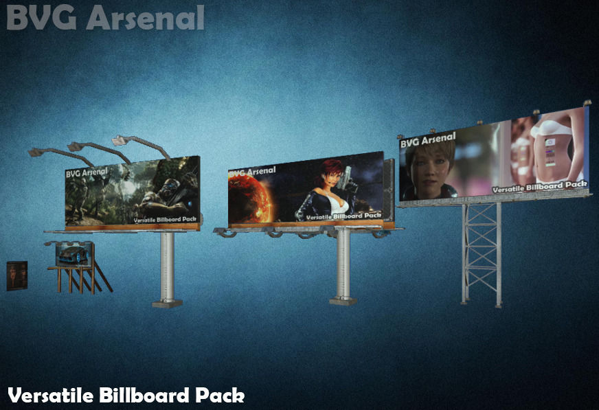 Modular Billboard Pack 01 Low-poly 3D model_4