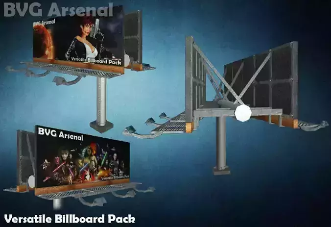 Modular Billboard Pack 01 Low-poly 3D model
