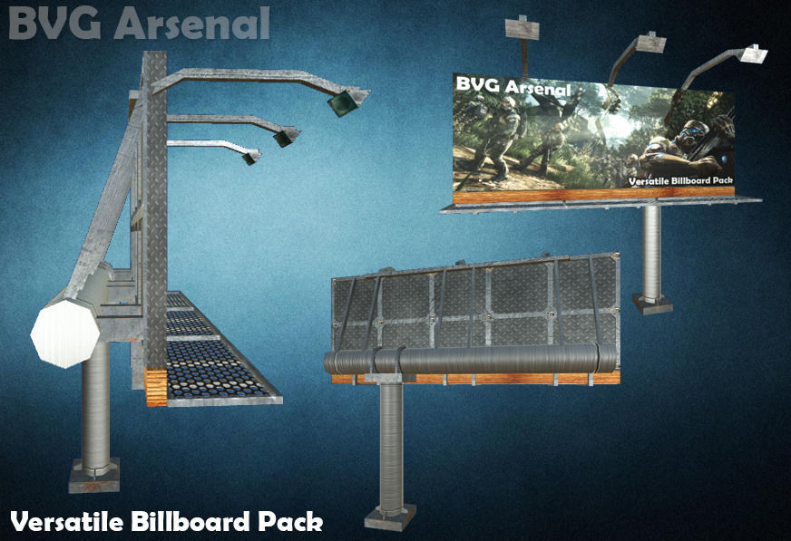Modular Billboard Pack 01 Low-poly 3D model_3