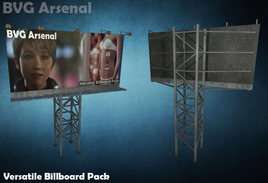 Modular Billboard Pack 01 Low-poly 3D model_2