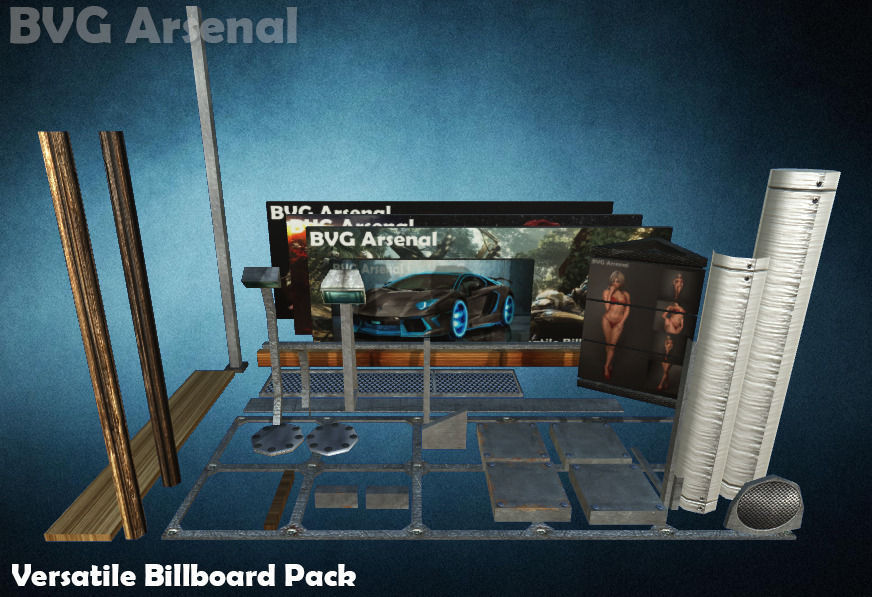 Modular Billboard Pack 01 Low-poly 3D model_1