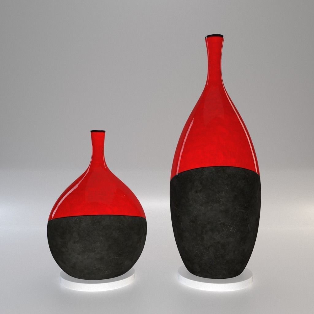 Package 2 Vases -  Concrete and  Ceramic - 100 cm and 60 cm high 3D model_10