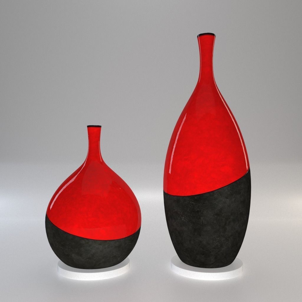 Package 2 Vases -  Concrete and  Ceramic - 100 cm and 60 cm high 3D model_8