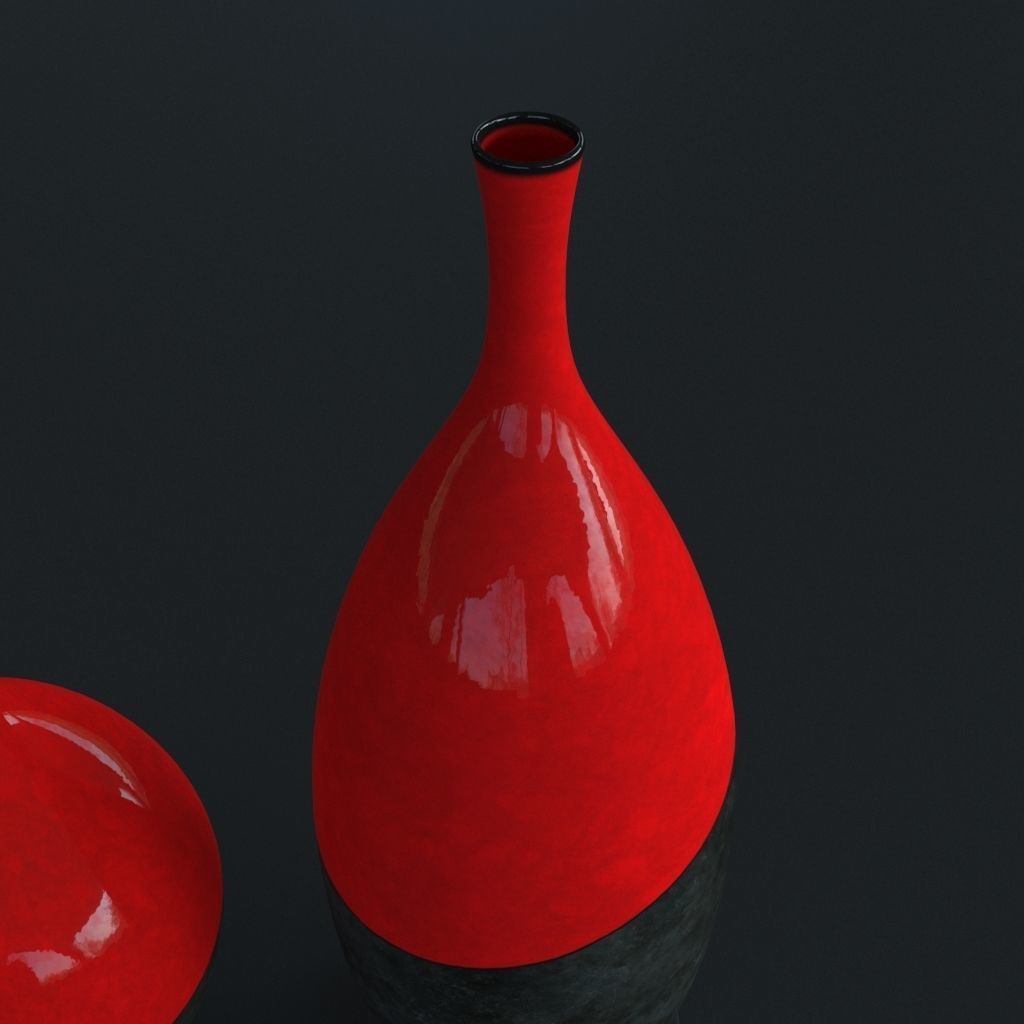 Package 2 Vases -  Concrete and  Ceramic - 100 cm and 60 cm high 3D model_4