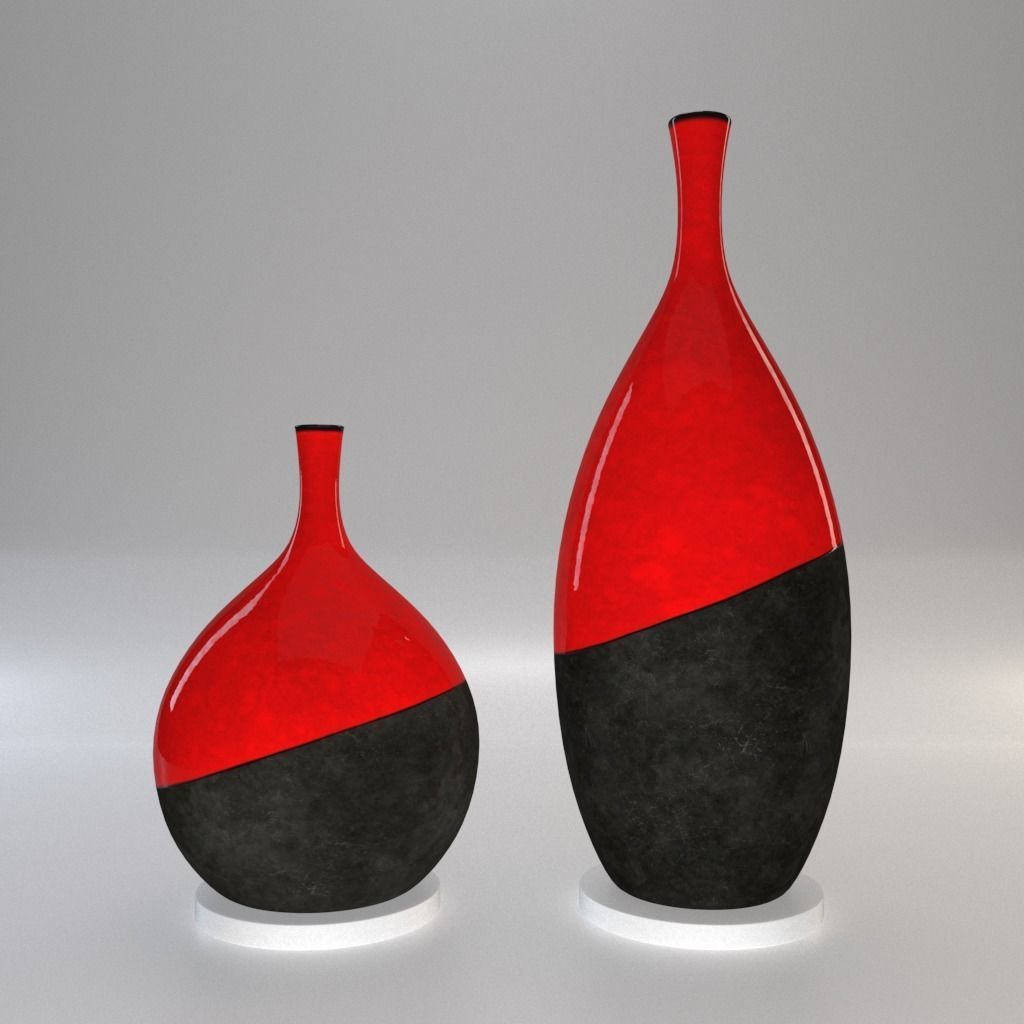 Package 2 Vases -  Concrete and  Ceramic - 100 cm and 60 cm high 3D model_11