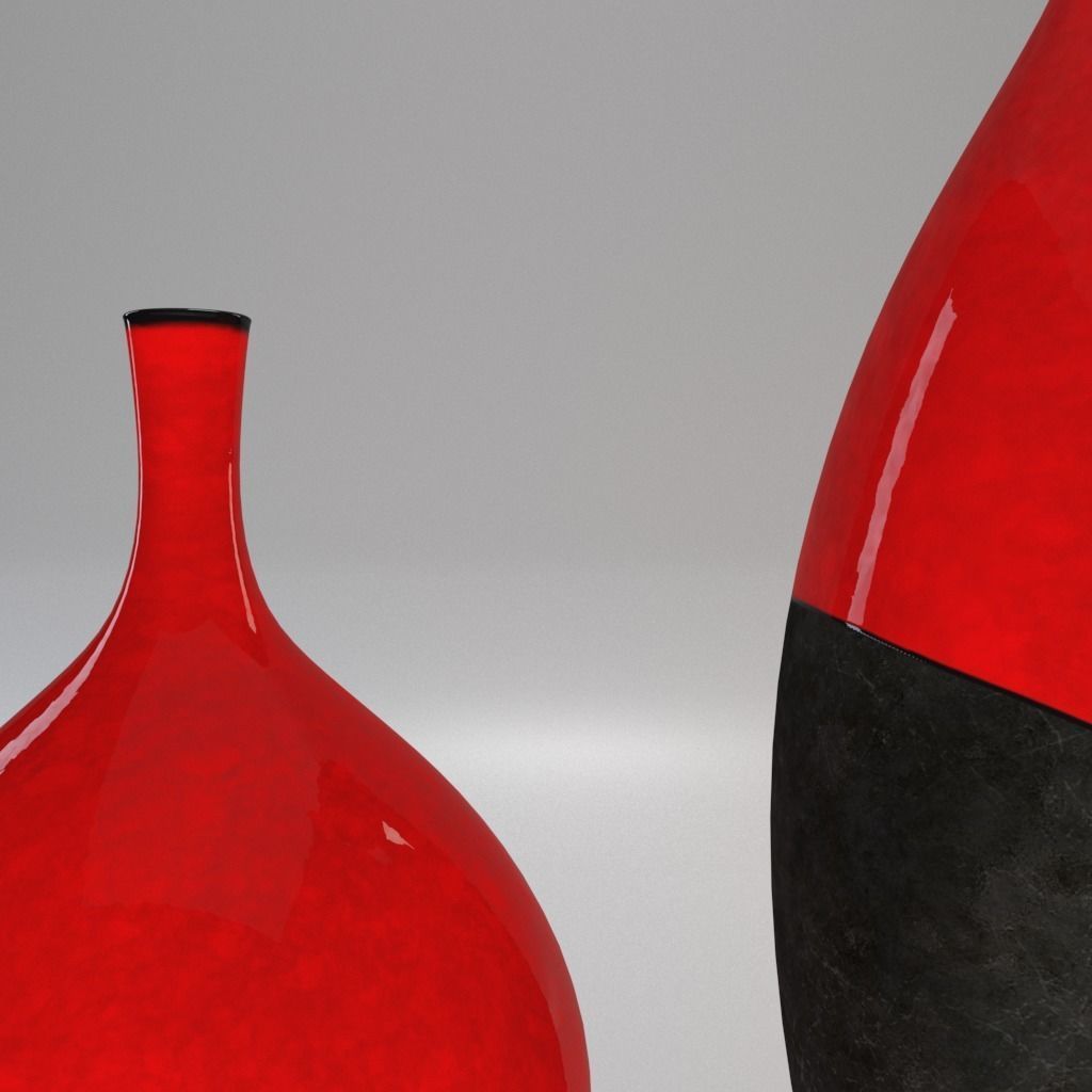 Package 2 Vases -  Concrete and  Ceramic - 100 cm and 60 cm high 3D model_14