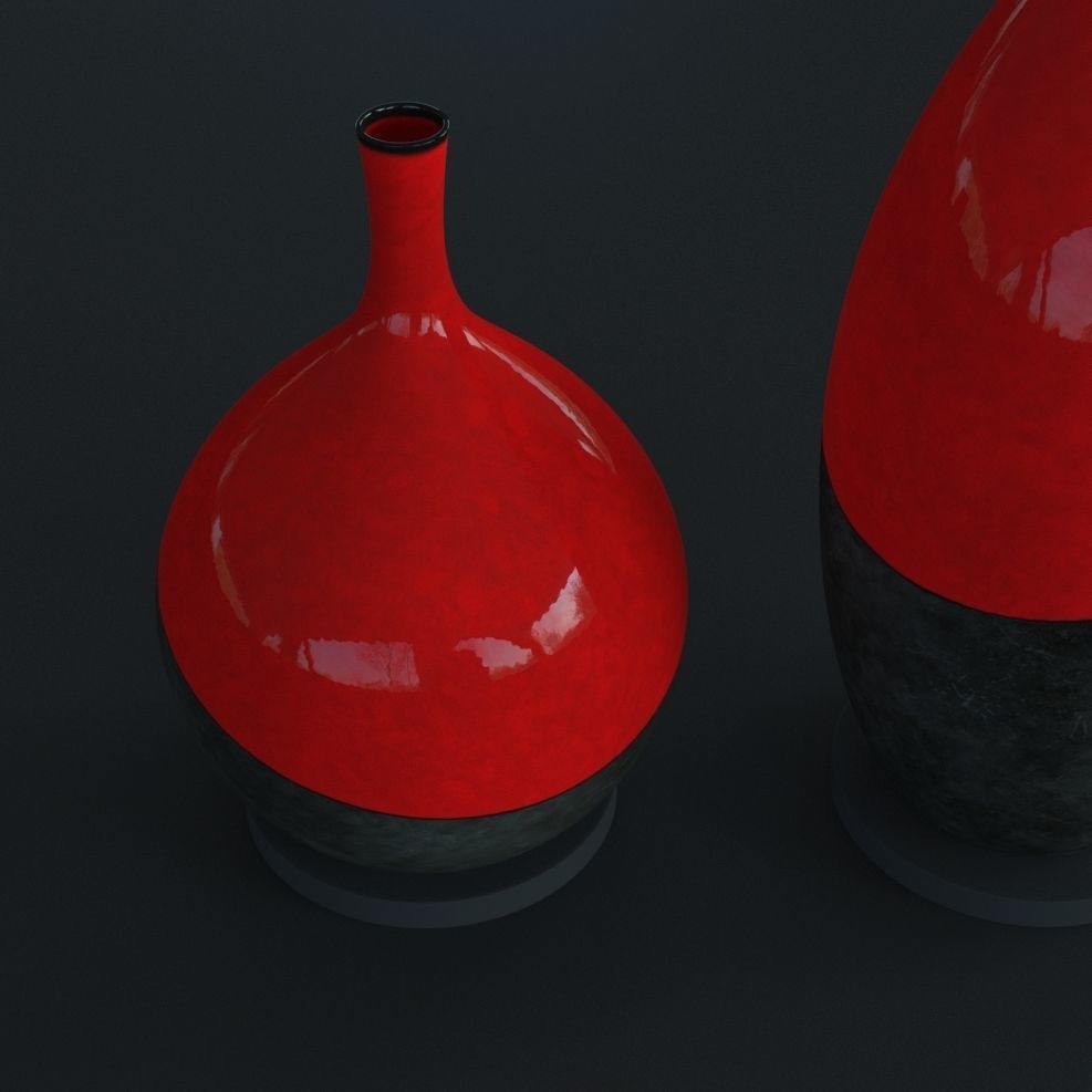 Package 2 Vases -  Concrete and  Ceramic - 100 cm and 60 cm high 3D model_3