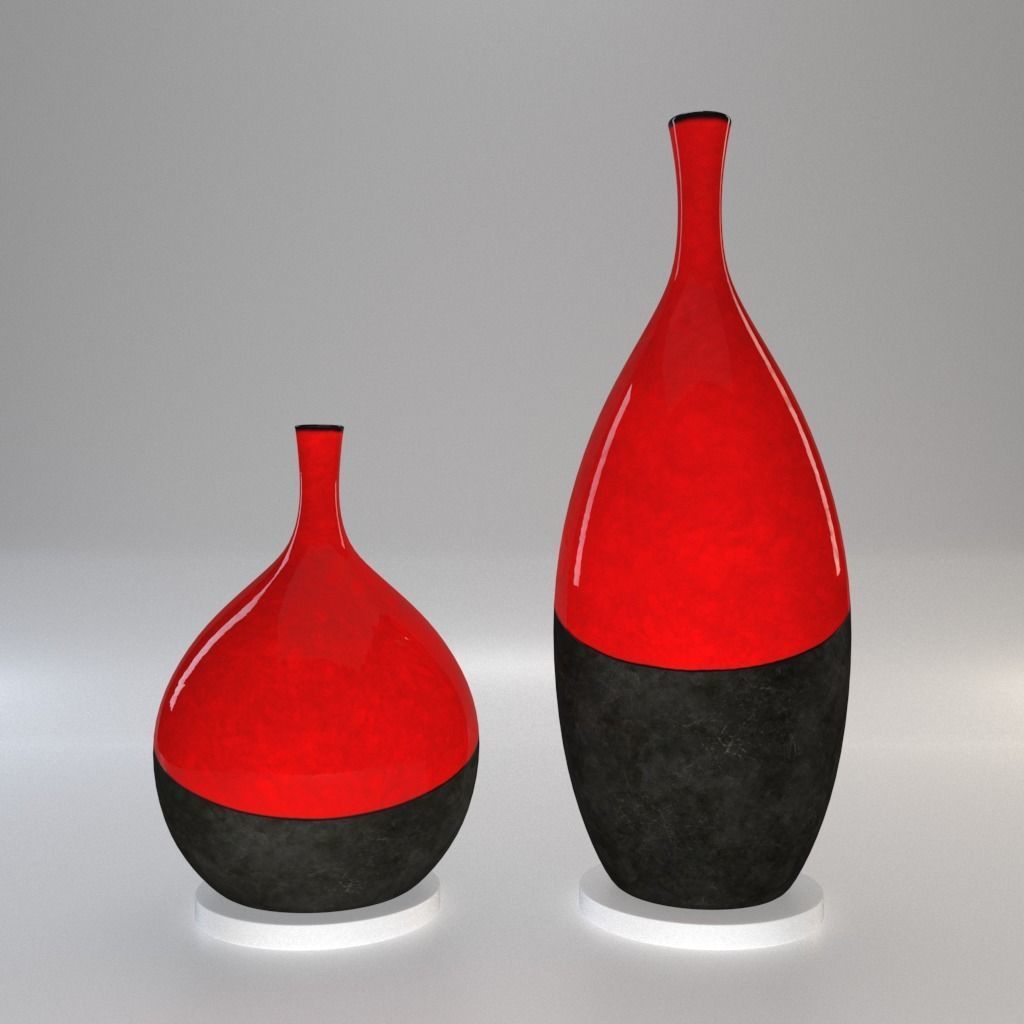 Package 2 Vases -  Concrete and  Ceramic - 100 cm and 60 cm high 3D model_9