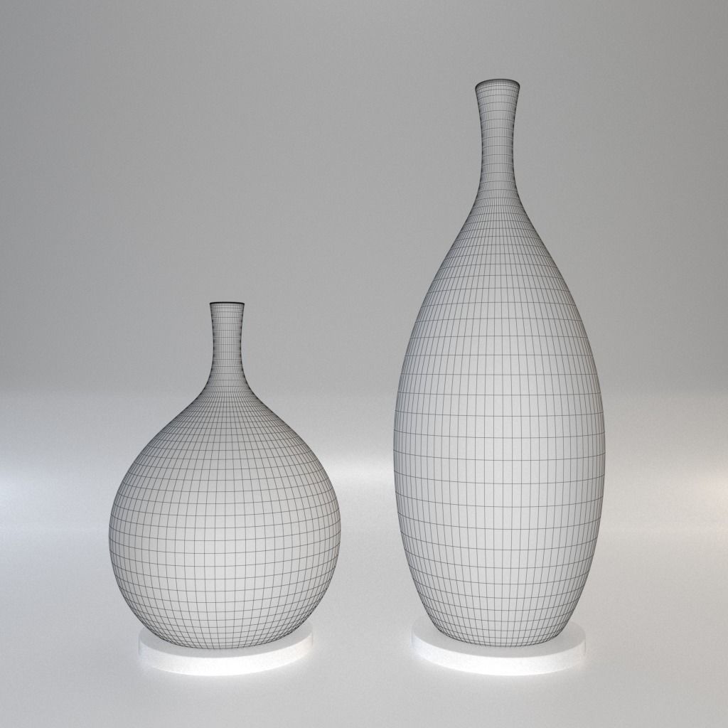Package 2 Vases -  Concrete and  Ceramic - 100 cm and 60 cm high 3D model_7
