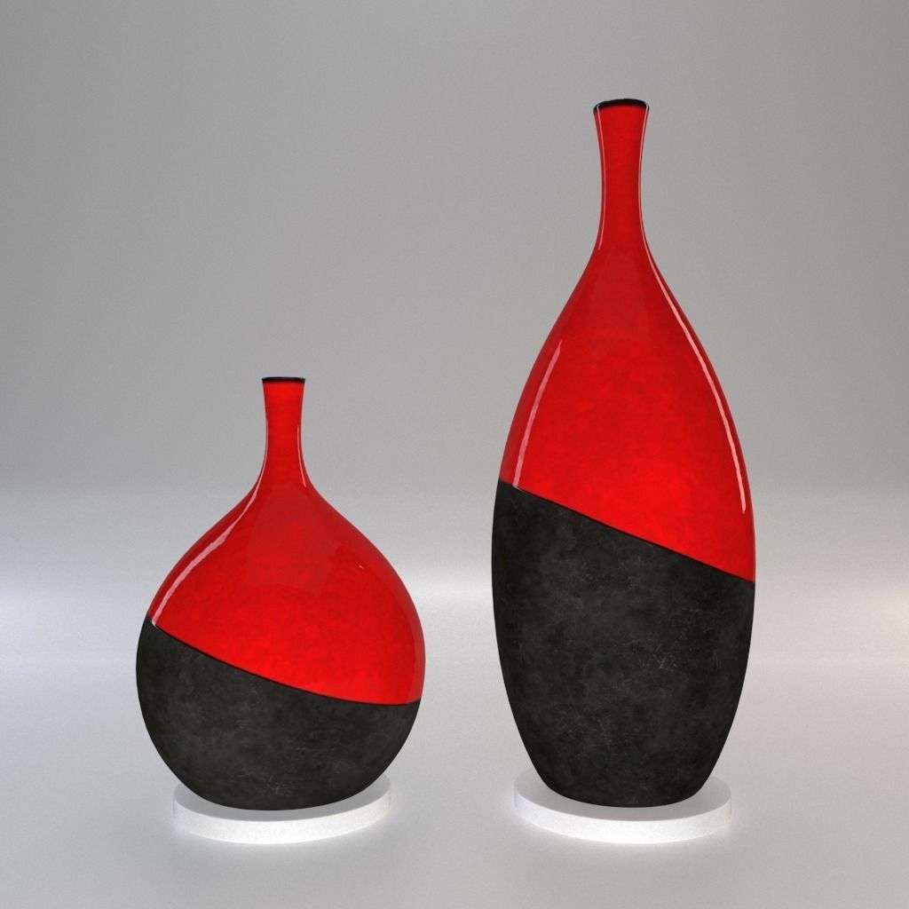 Package 2 Vases -  Concrete and  Ceramic - 100 cm and 60 cm high 3D model_12