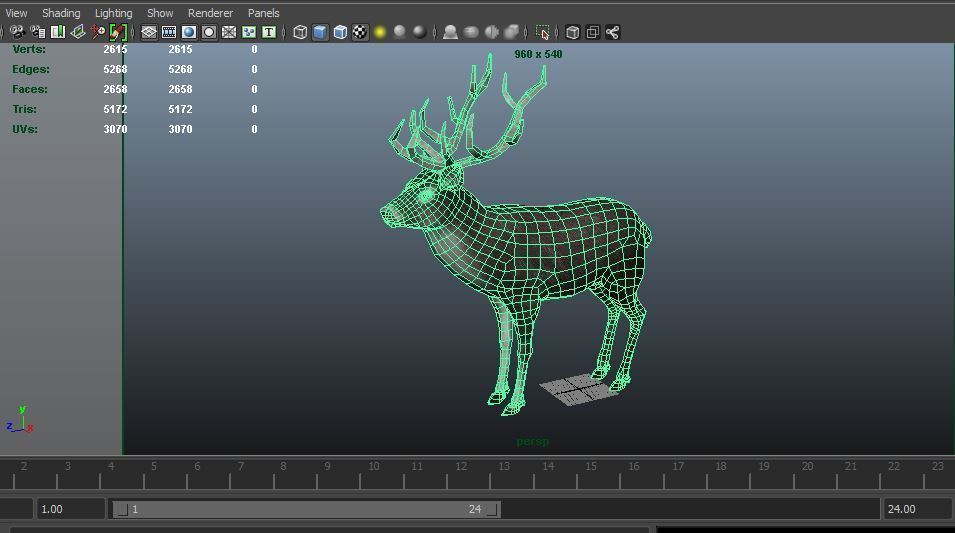 Deer Santa Sleigh Low-poly 3D model_14