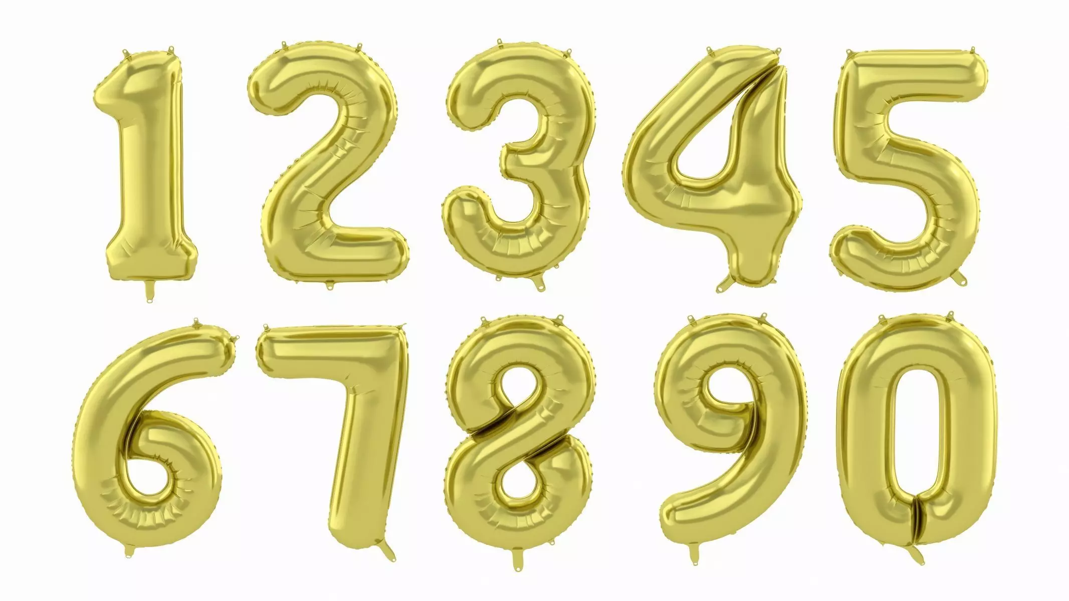 Balloon Numbers Gold Color 3D model_0