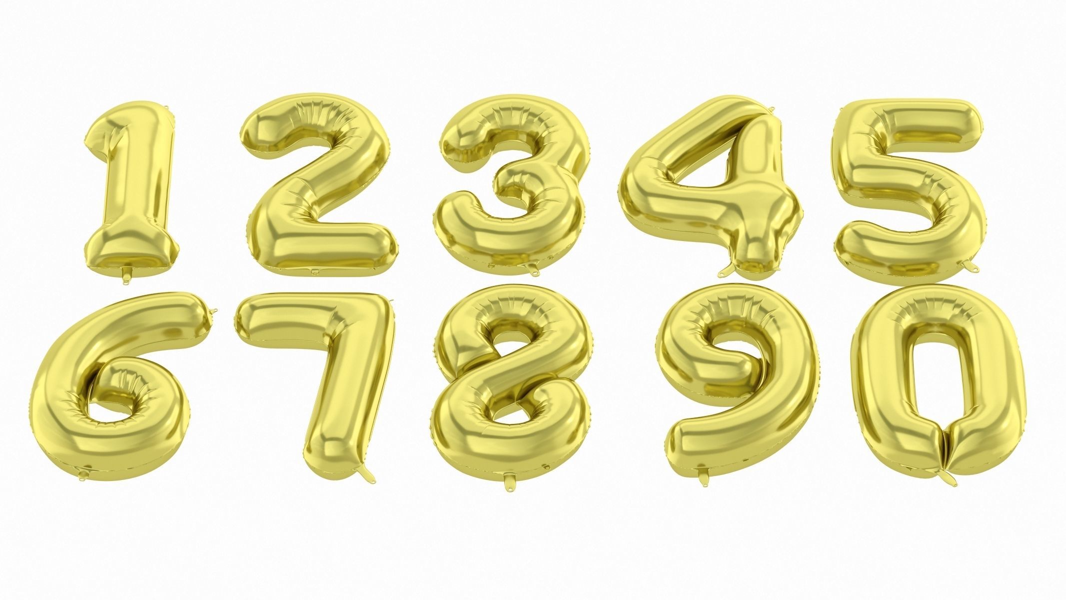 Balloon Numbers Gold Color 3D model_2