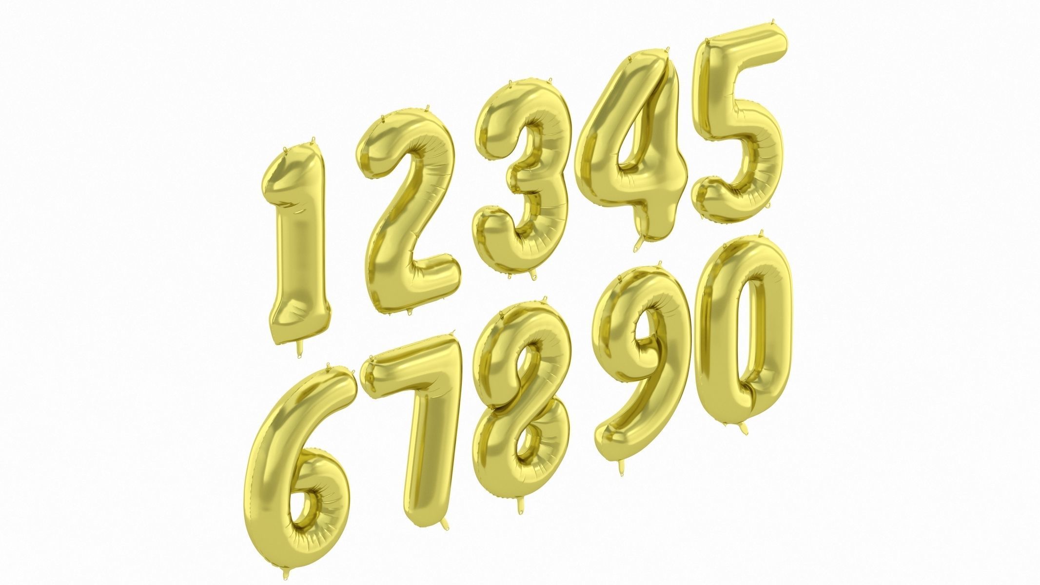 Balloon Numbers Gold Color 3D model_1