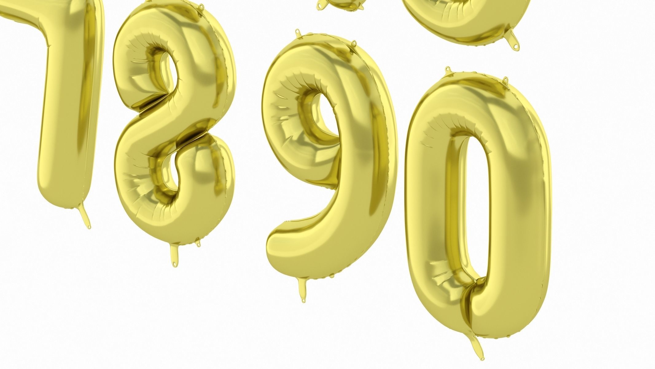 Balloon Numbers Gold Color 3D model_4