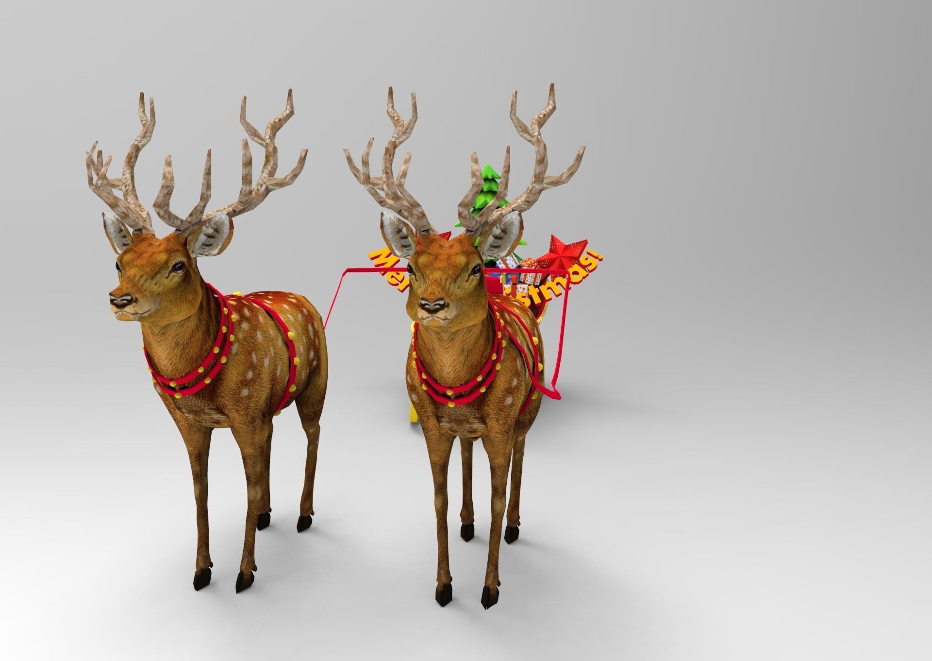 Game Ready Deer Sleigh Low-poly 3D model_4