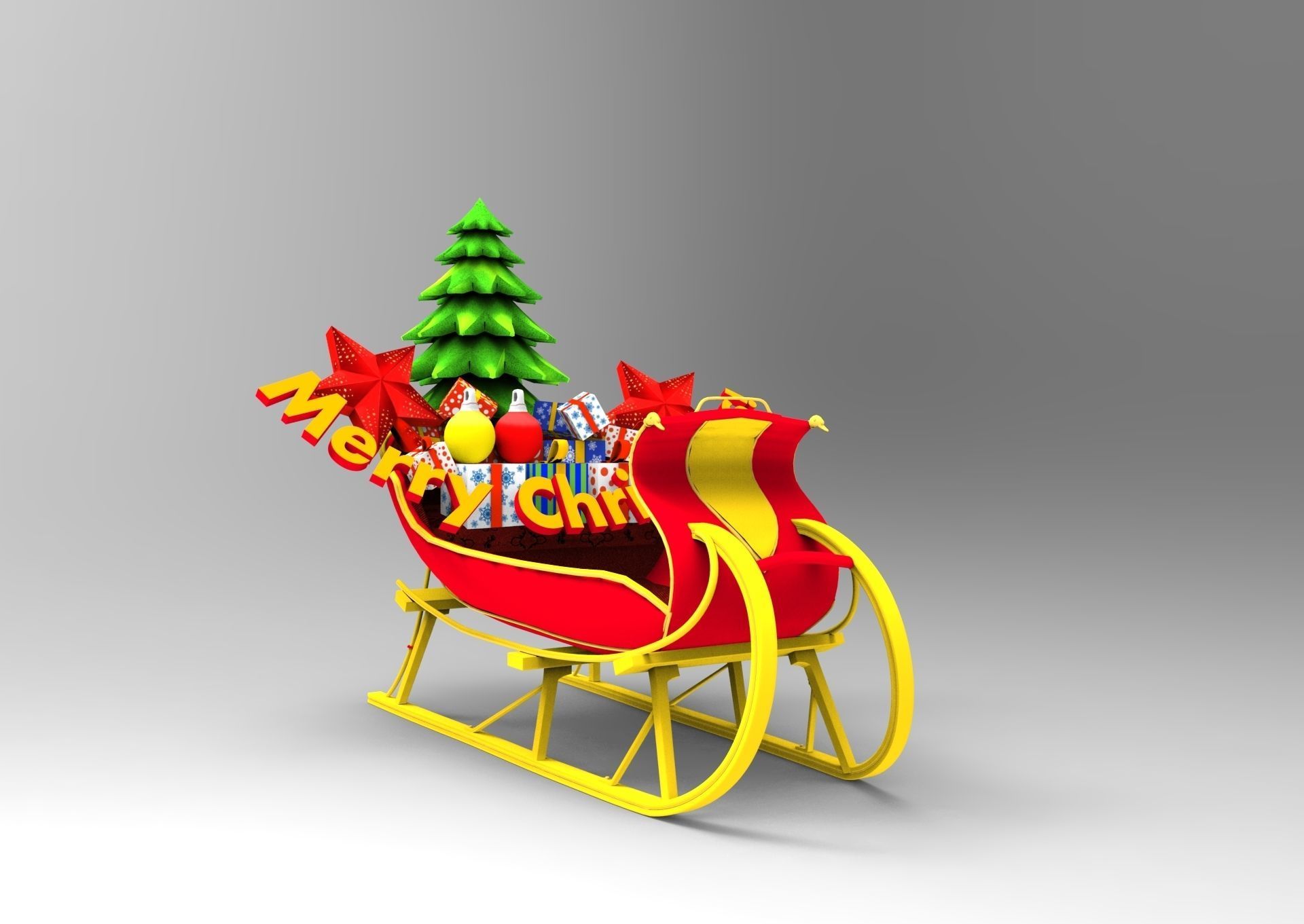 Game Ready Deer Sleigh Low-poly 3D model_11