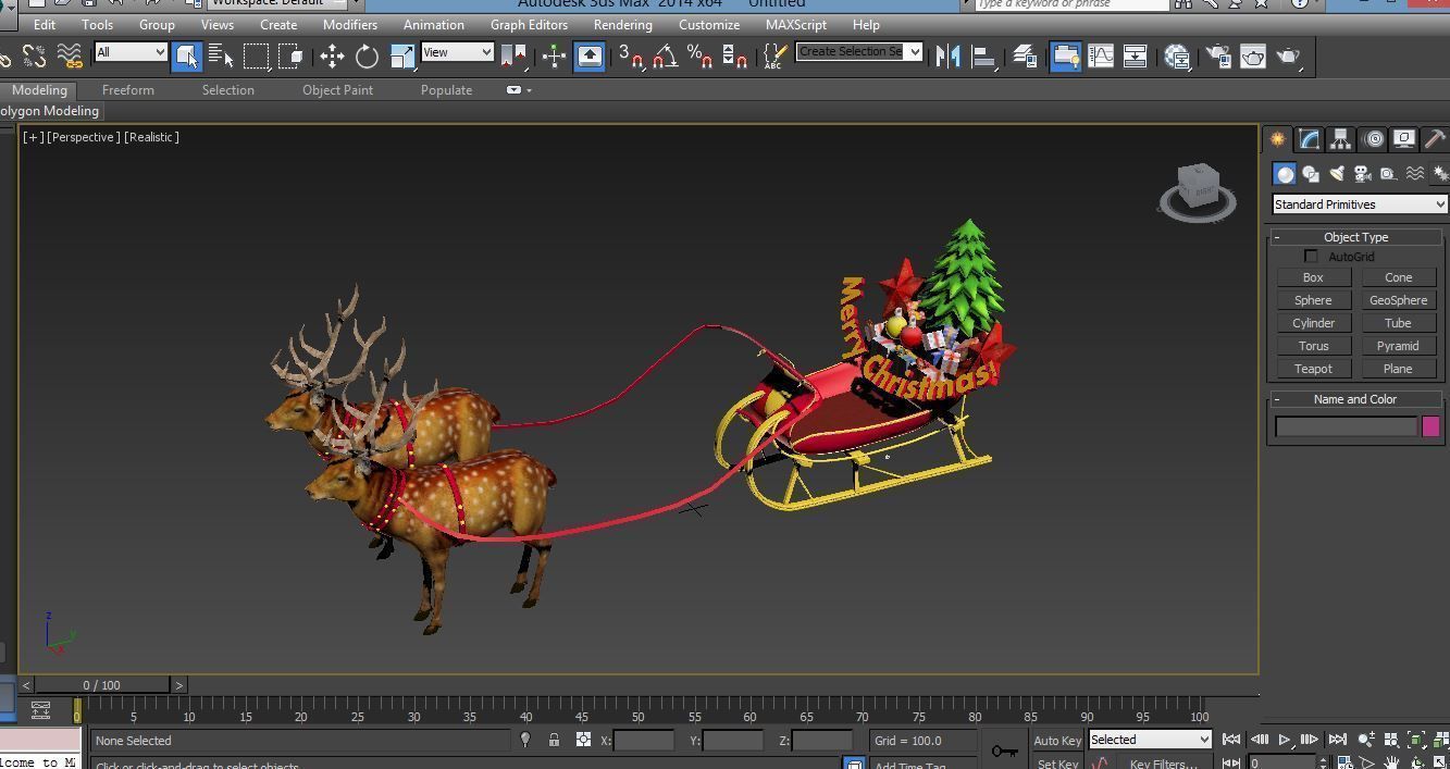 Game Ready Deer Sleigh Low-poly 3D model_20