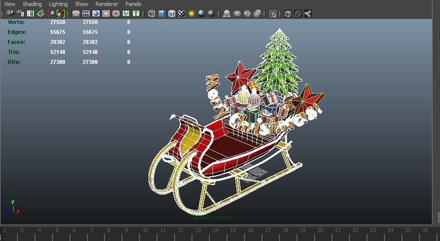 Game Ready Deer Sleigh Low-poly 3D model_18