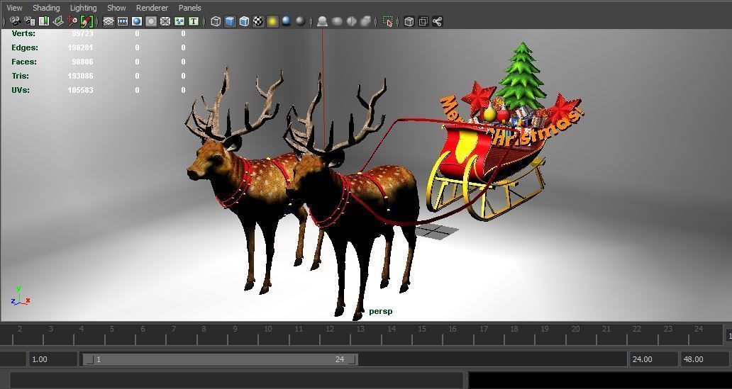 Game Ready Deer Sleigh Low-poly 3D model_15