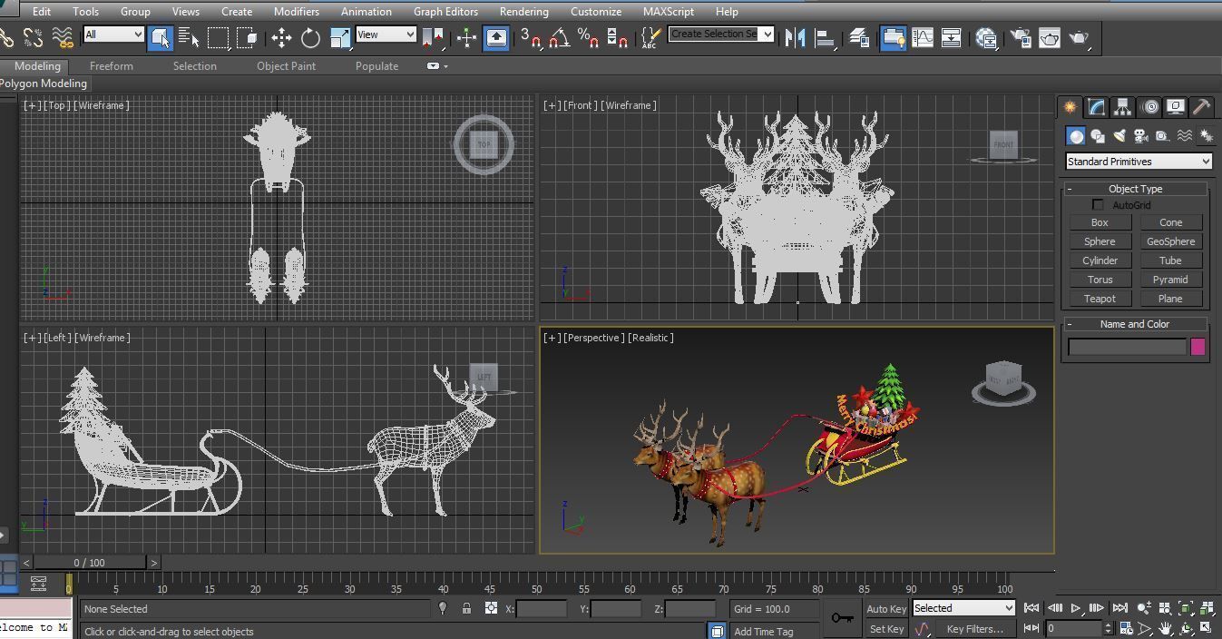 Game Ready Deer Sleigh Low-poly 3D model_19