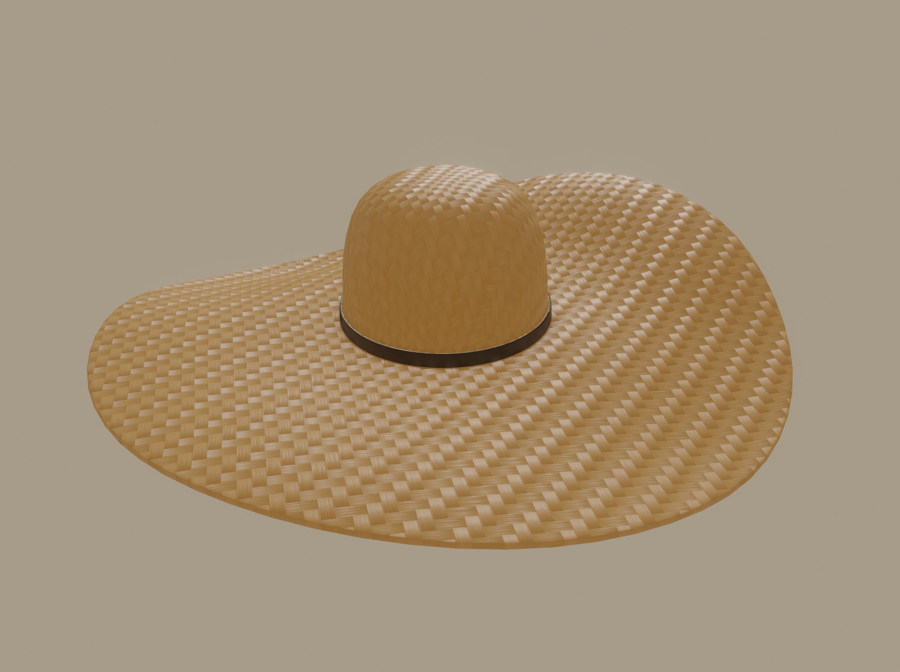 Straw Sun Hat 3D model_4
