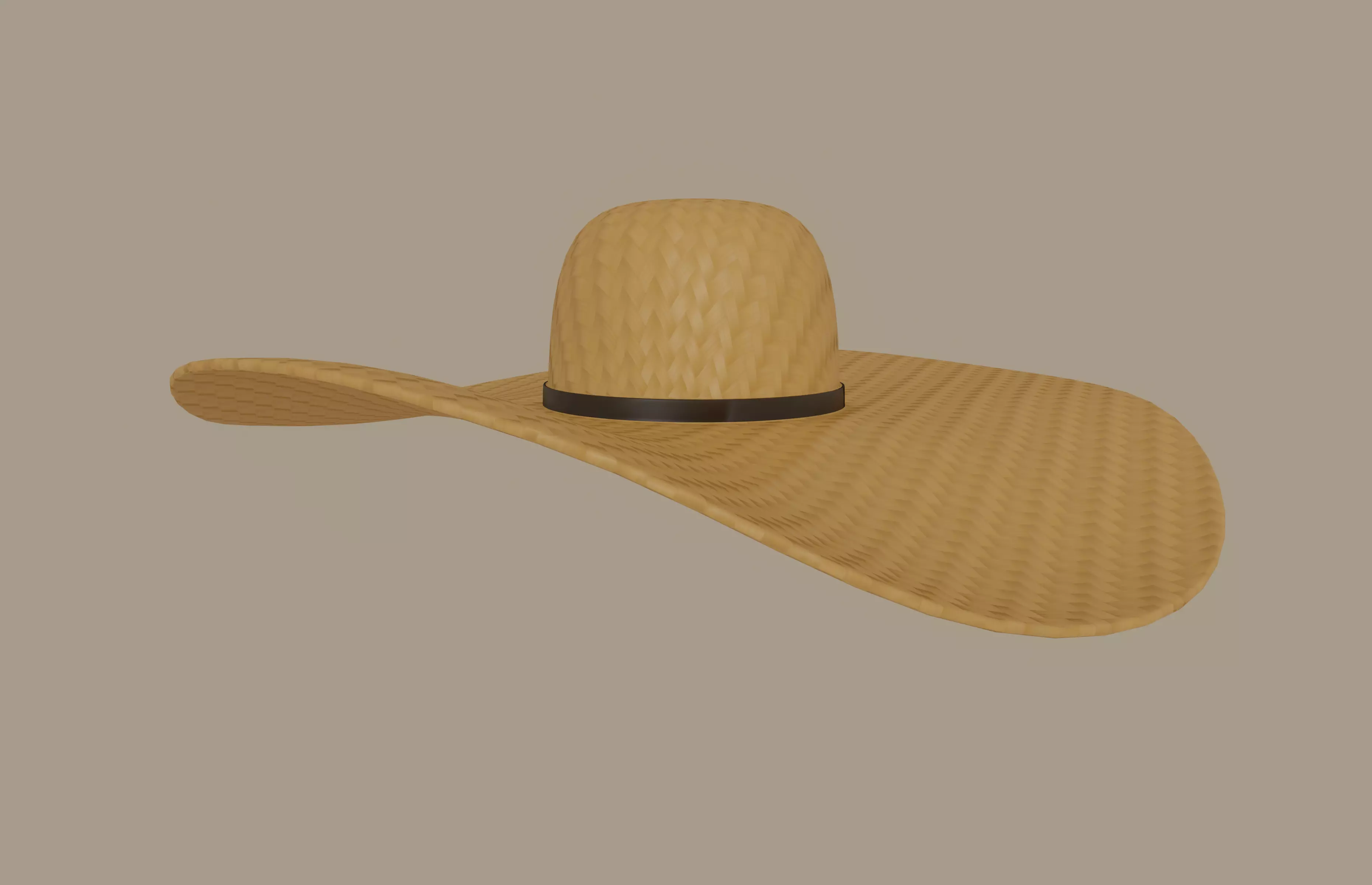 Straw Sun Hat 3D model_0