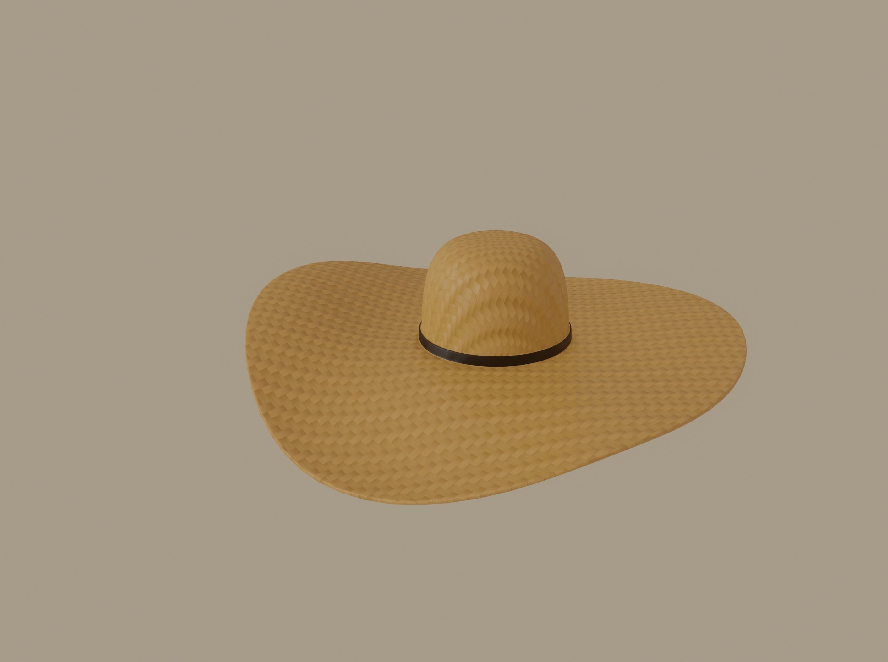 Straw Sun Hat 3D model_3